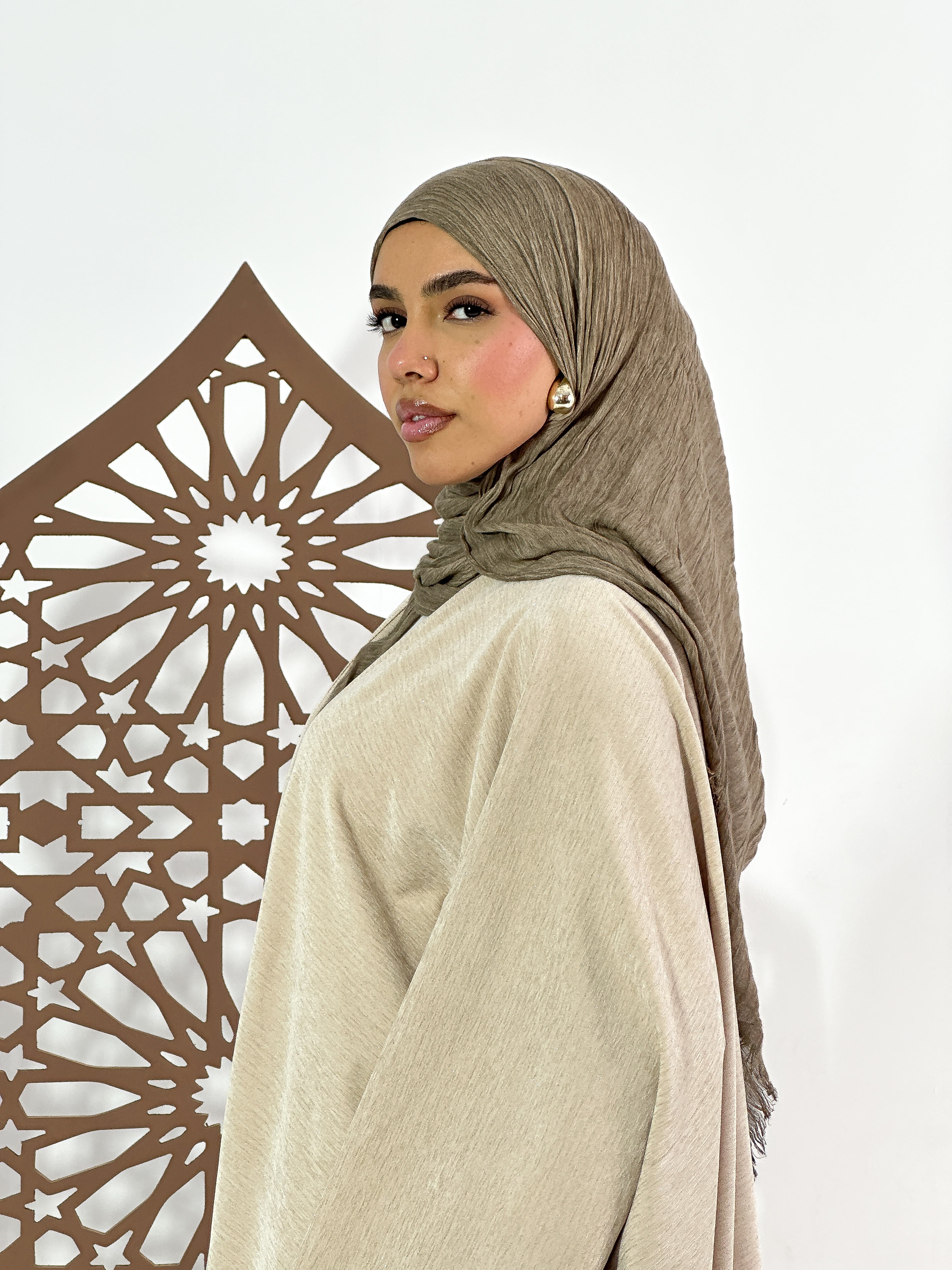 Layali Kaftan in Shimmer Beige
