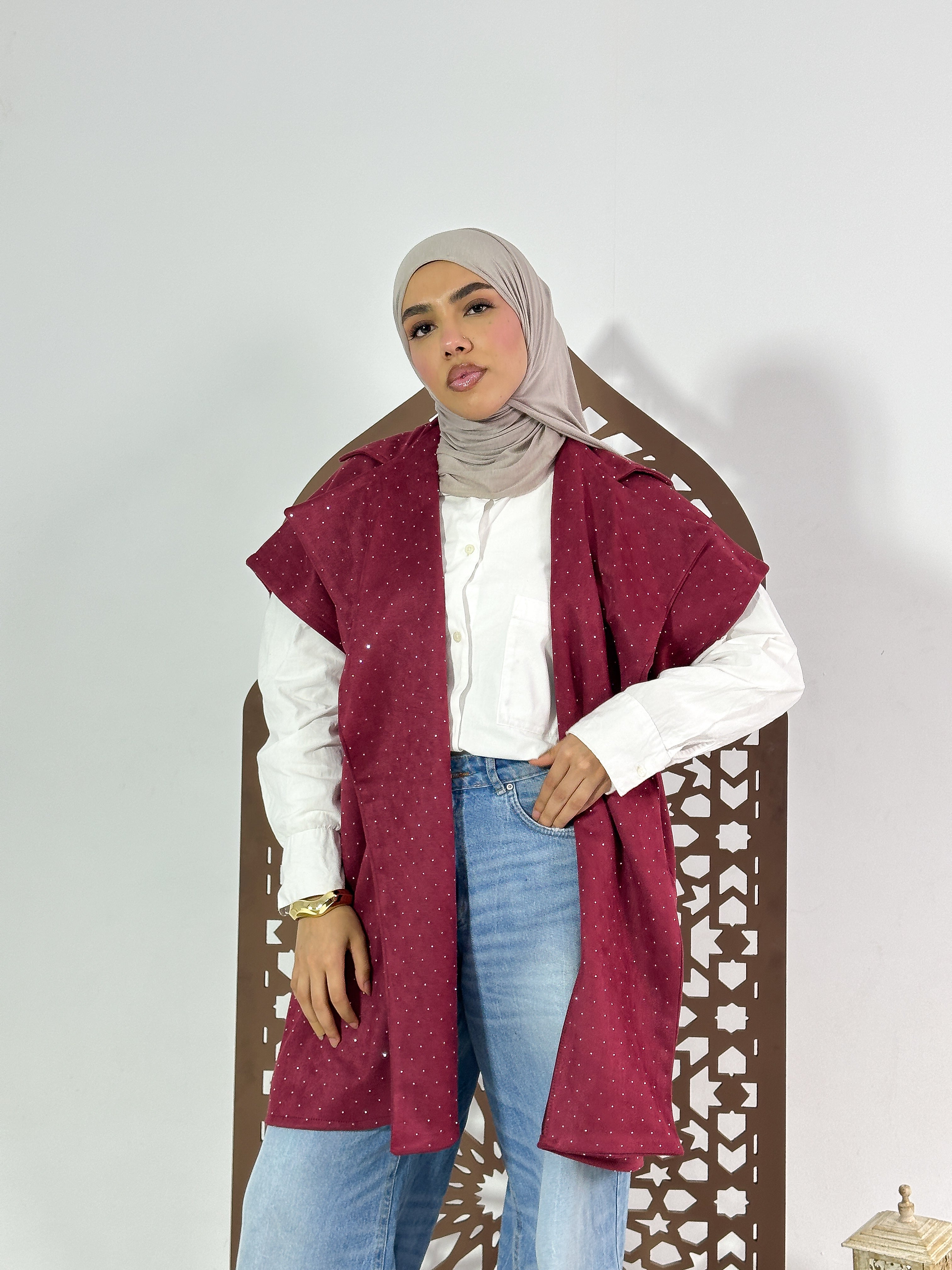 Najm Vest in Burgandy