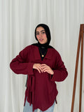 Wrapped Pullover in Maroon