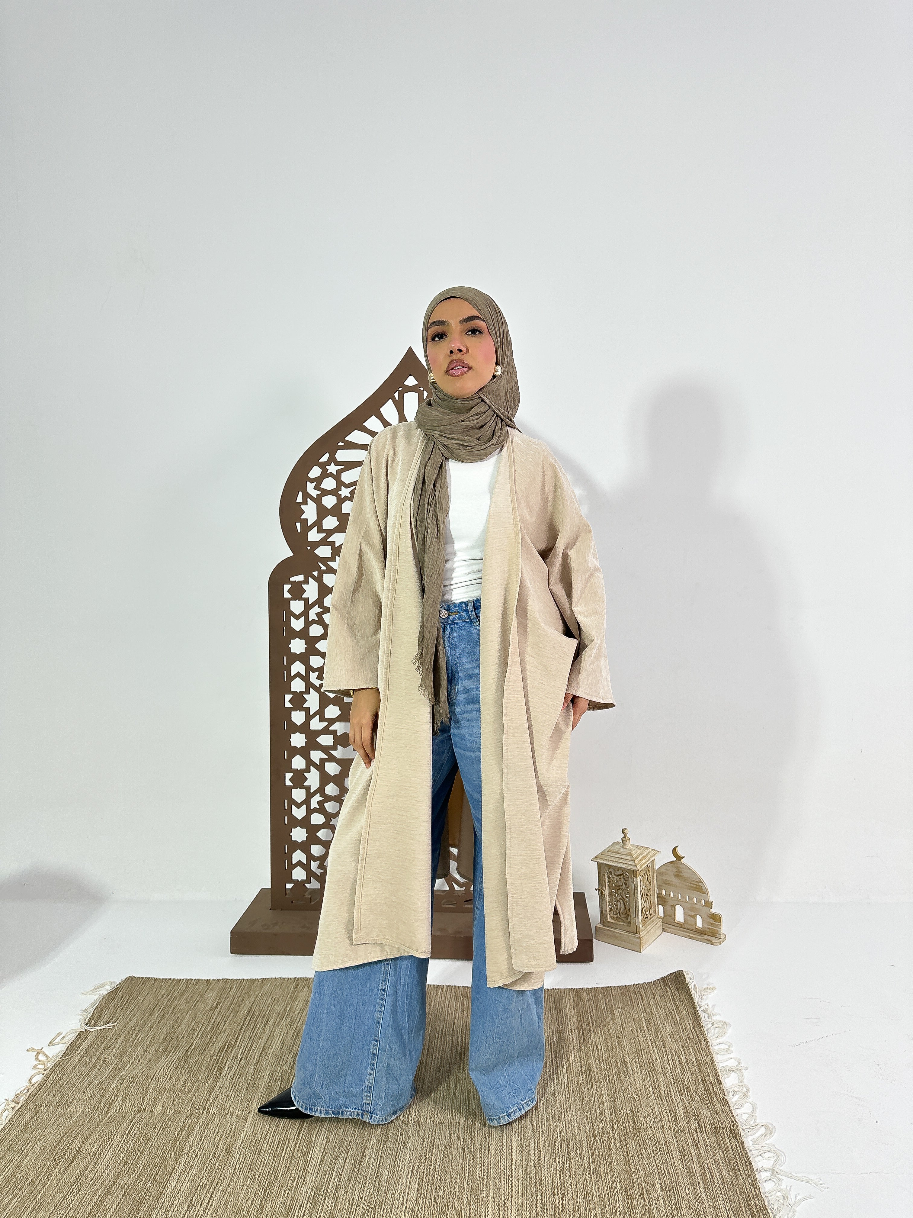Layali Kaftan in Shimmer Beige