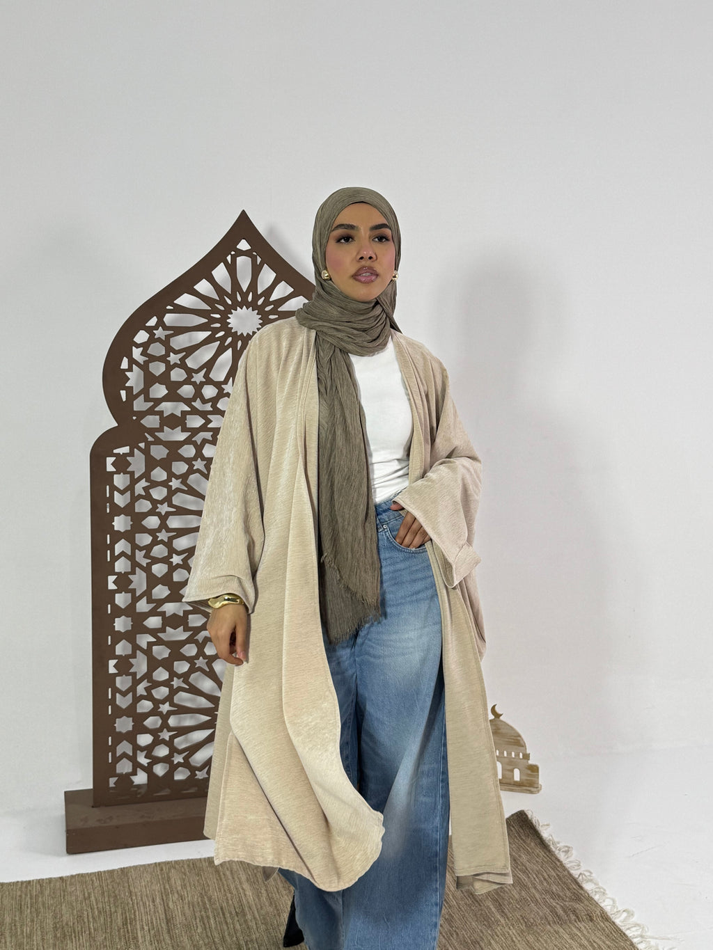 Layali Kaftan in Shimmer Beige