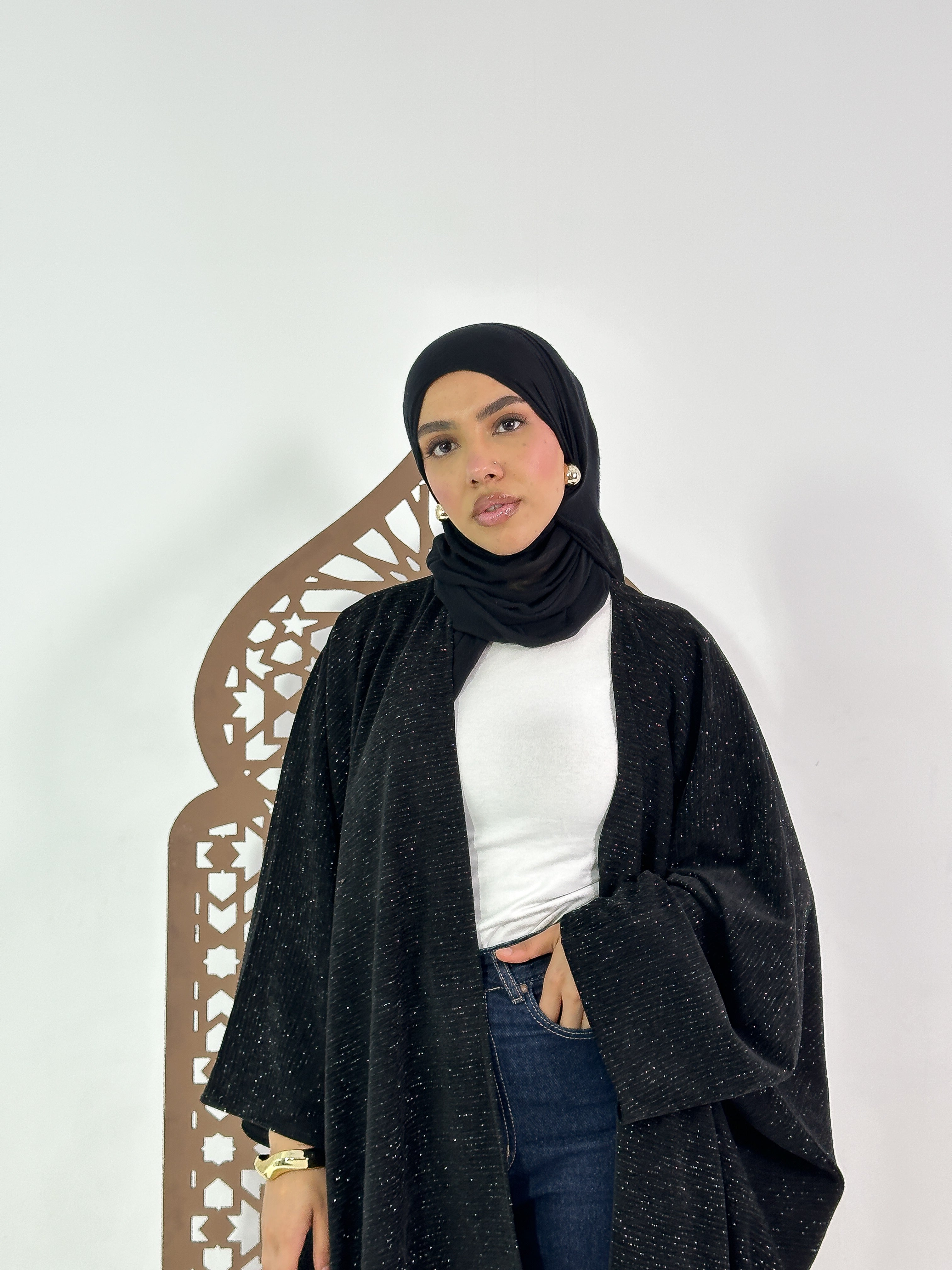 Layali Kaftan in Shimmer Black