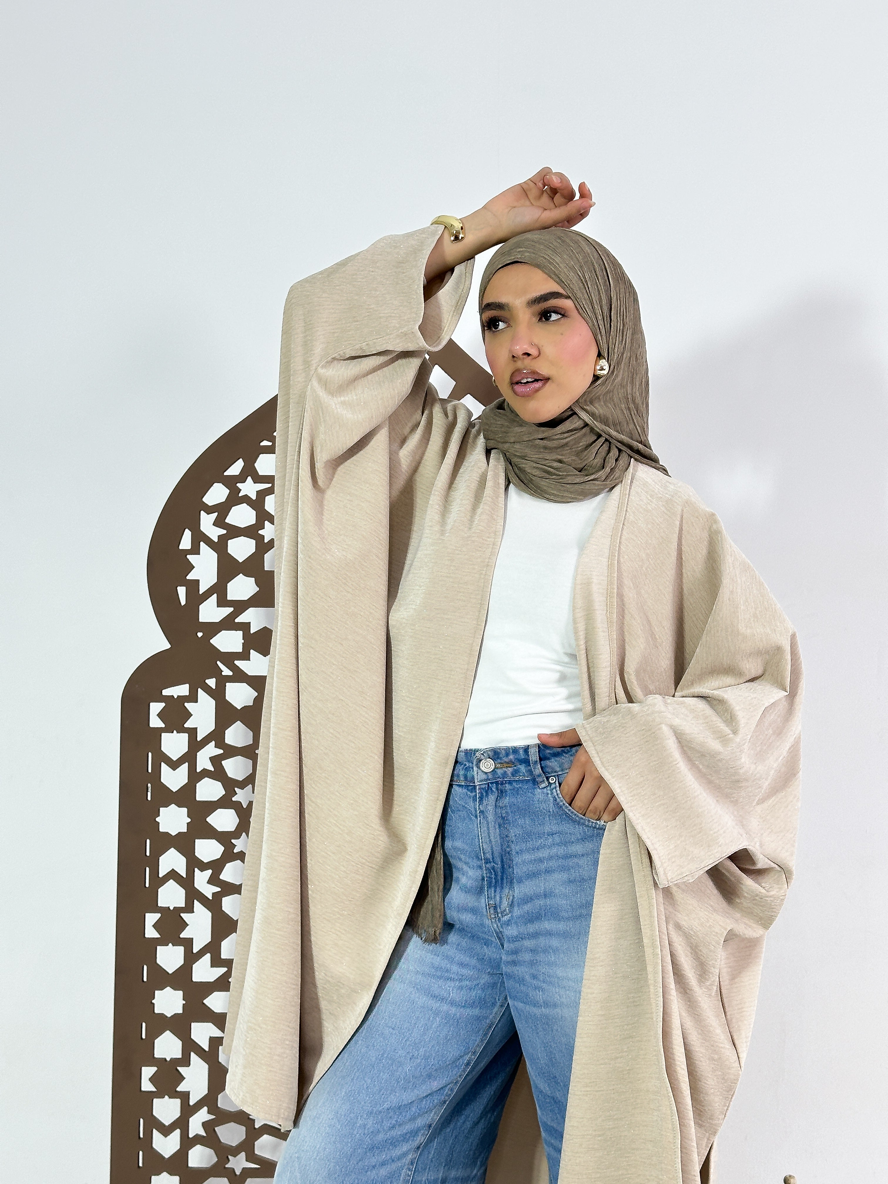 Layali Kaftan in Shimmer Beige