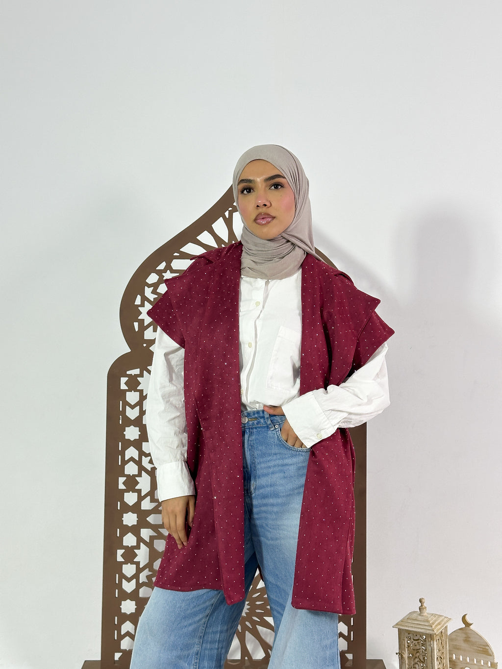Najm Vest in Burgandy