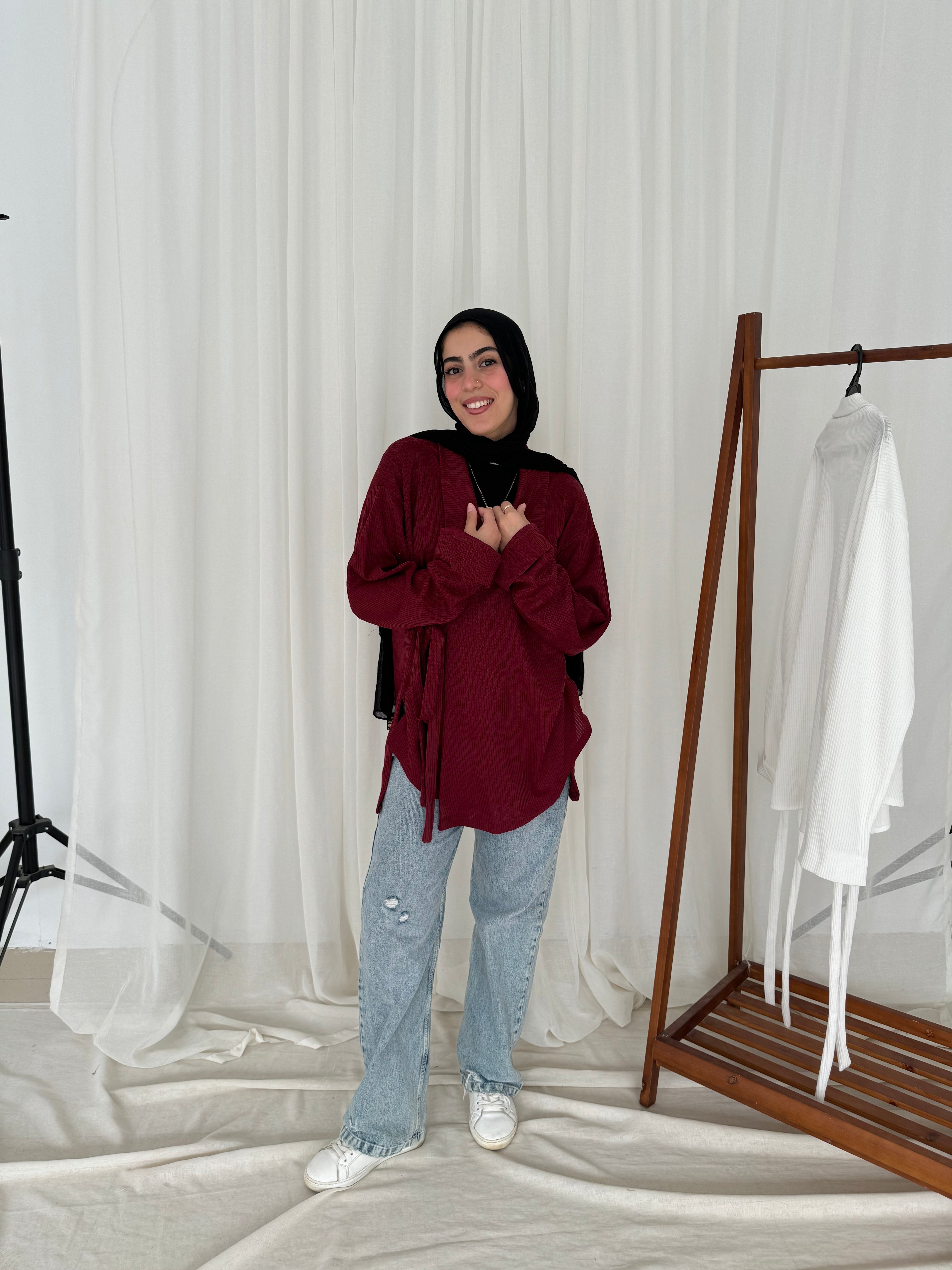Wrapped Pullover in Maroon