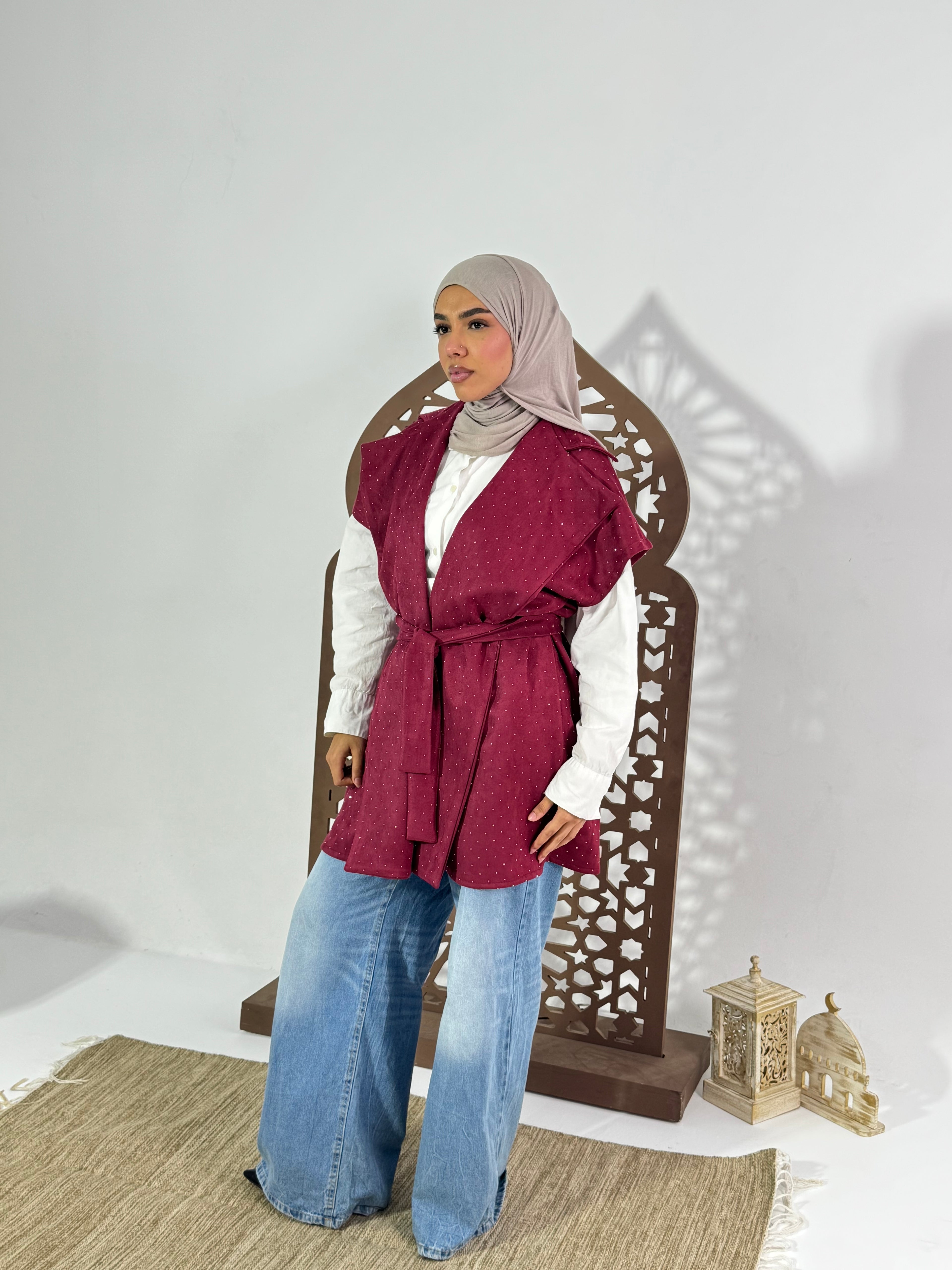 Najm Vest in Burgandy