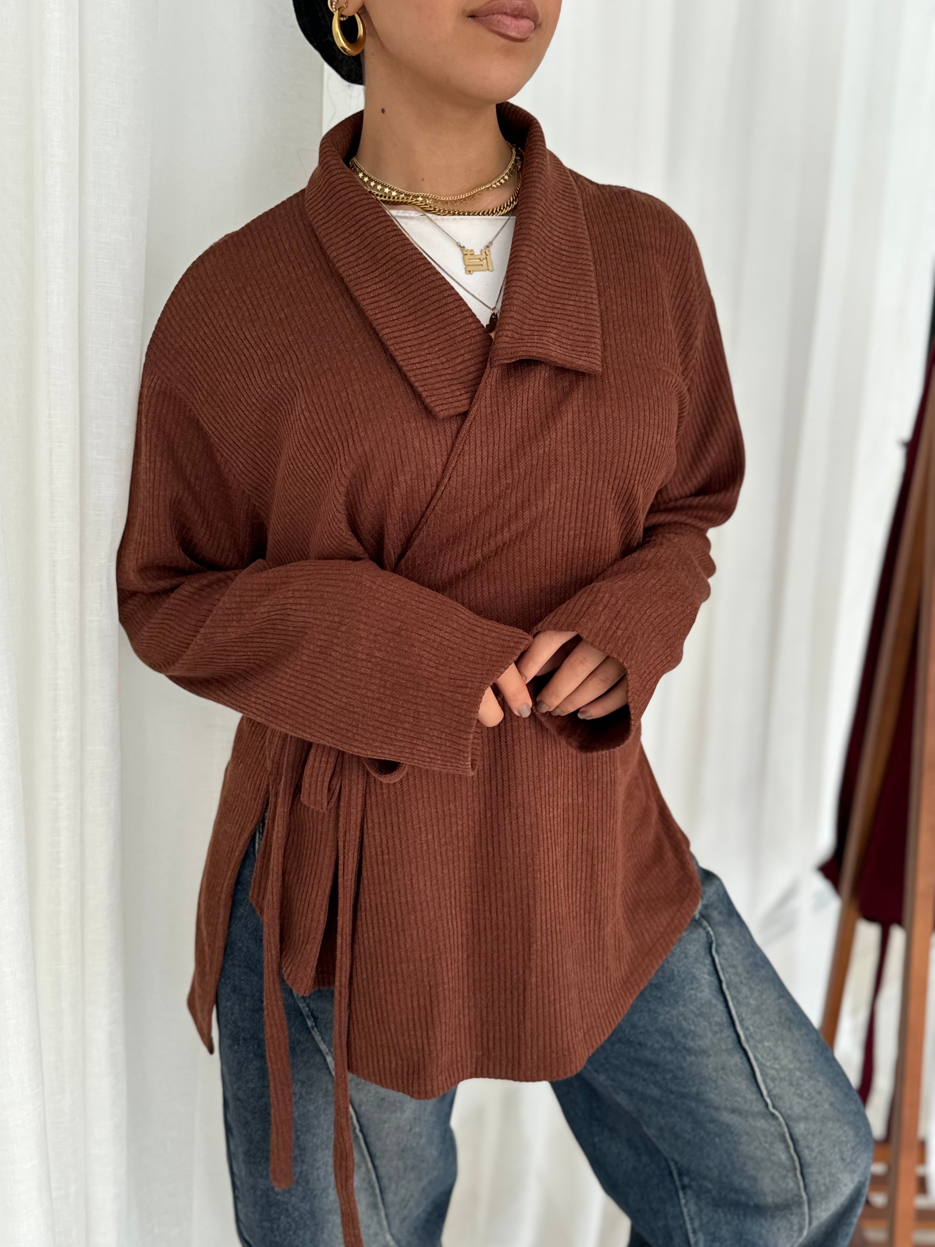 Wrapped Pullover in Brown