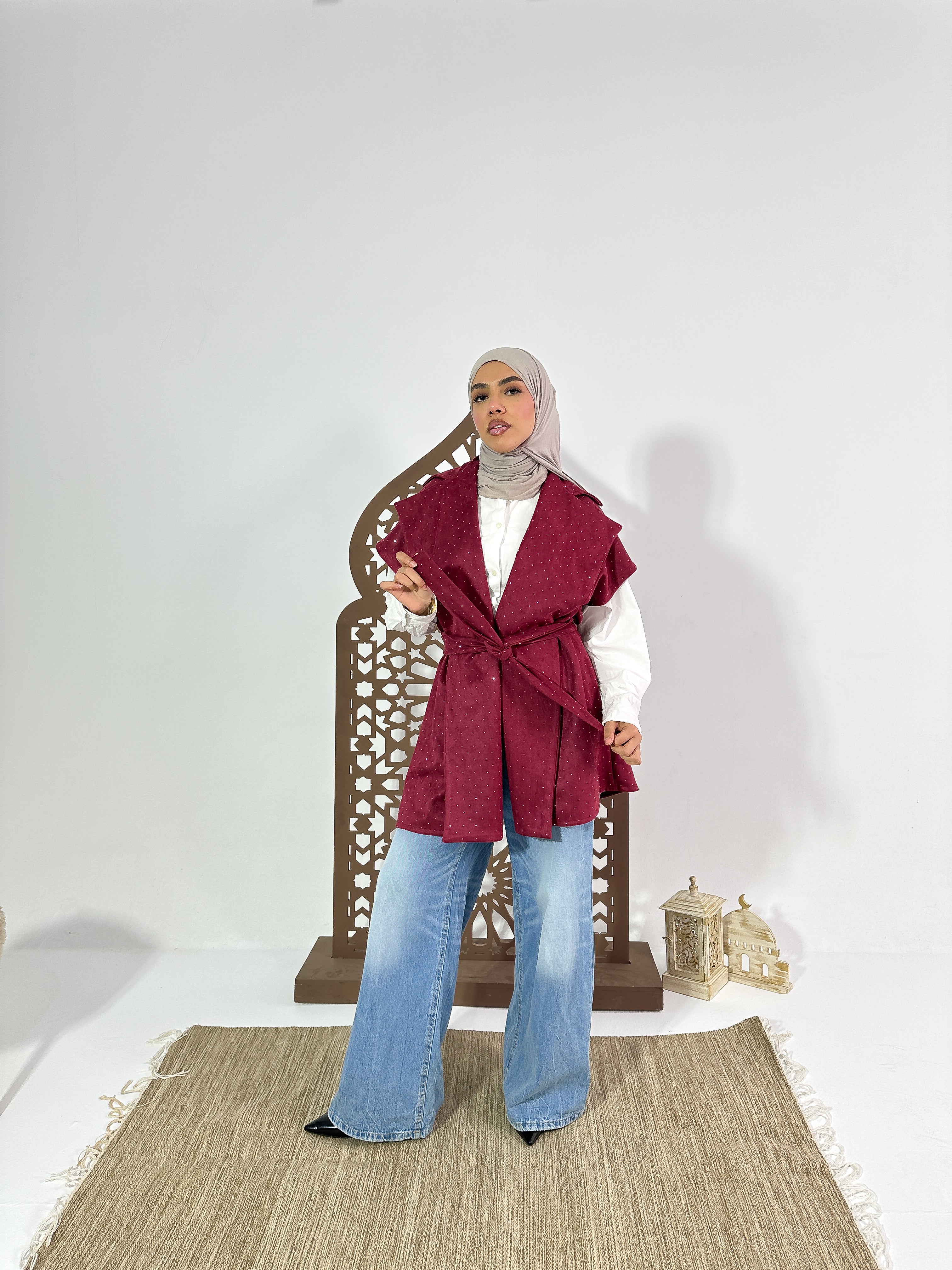 Najm Vest in Burgandy