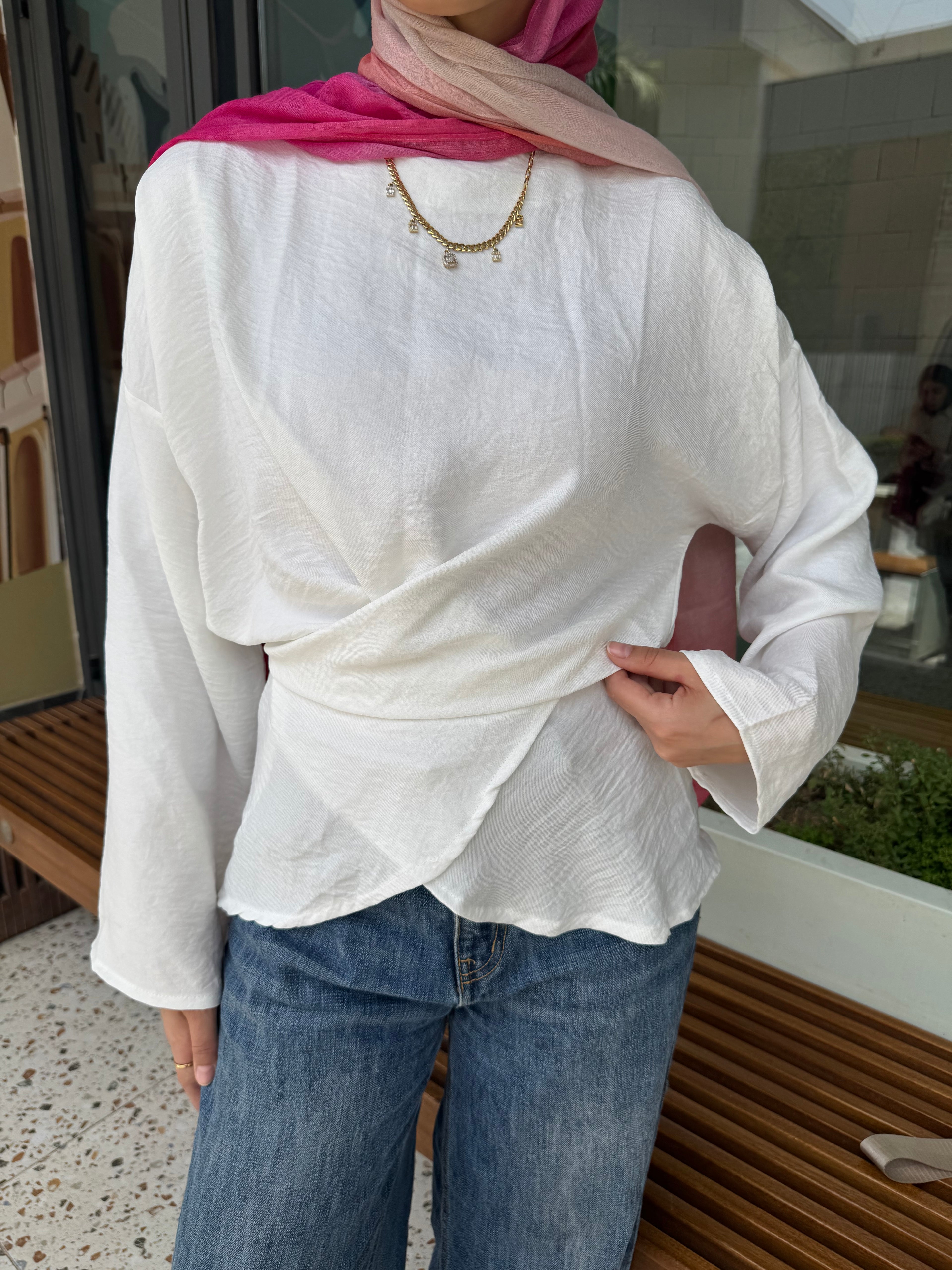 Wrap Tie Blouse in White (pre-order)