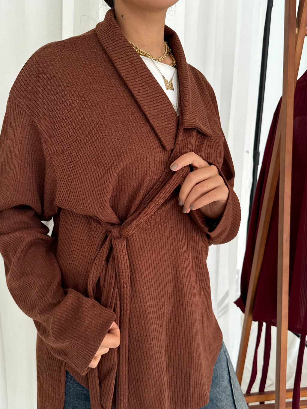 Wrapped Pullover in Brown