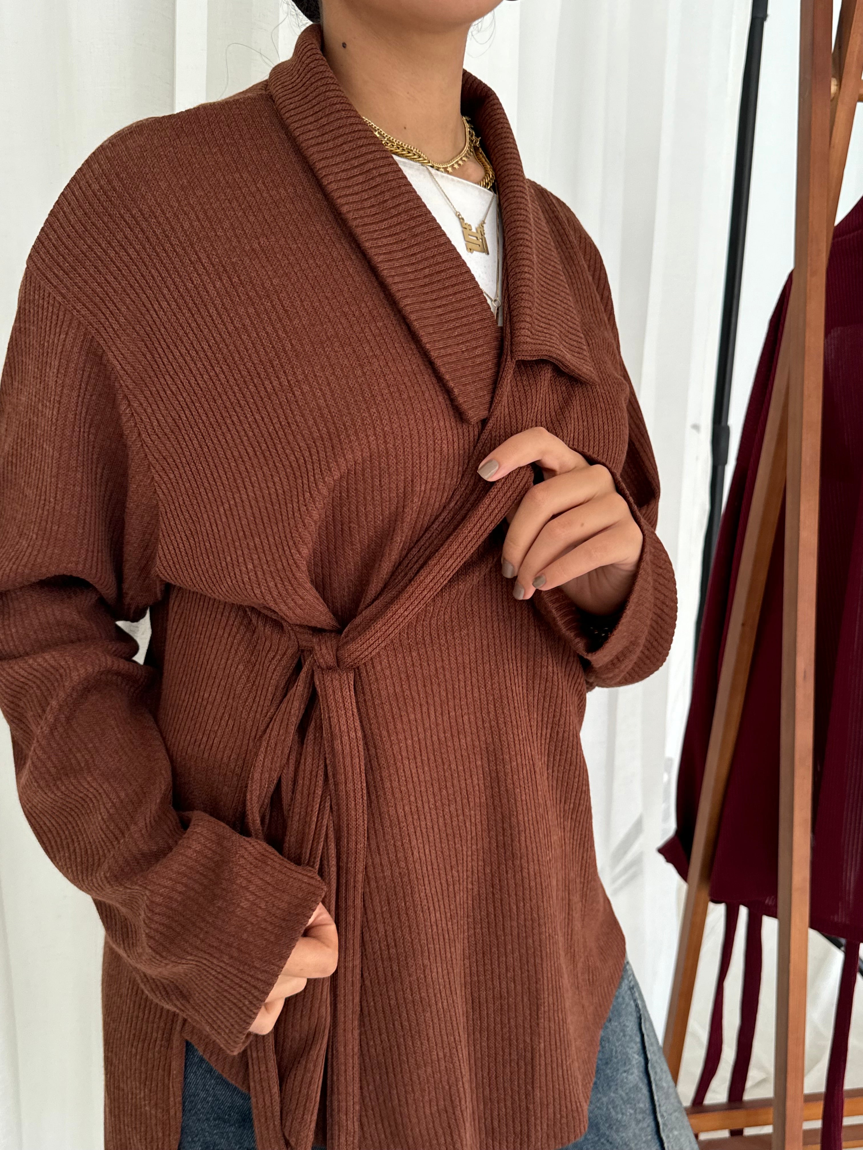 Wrapped Pullover in Brown