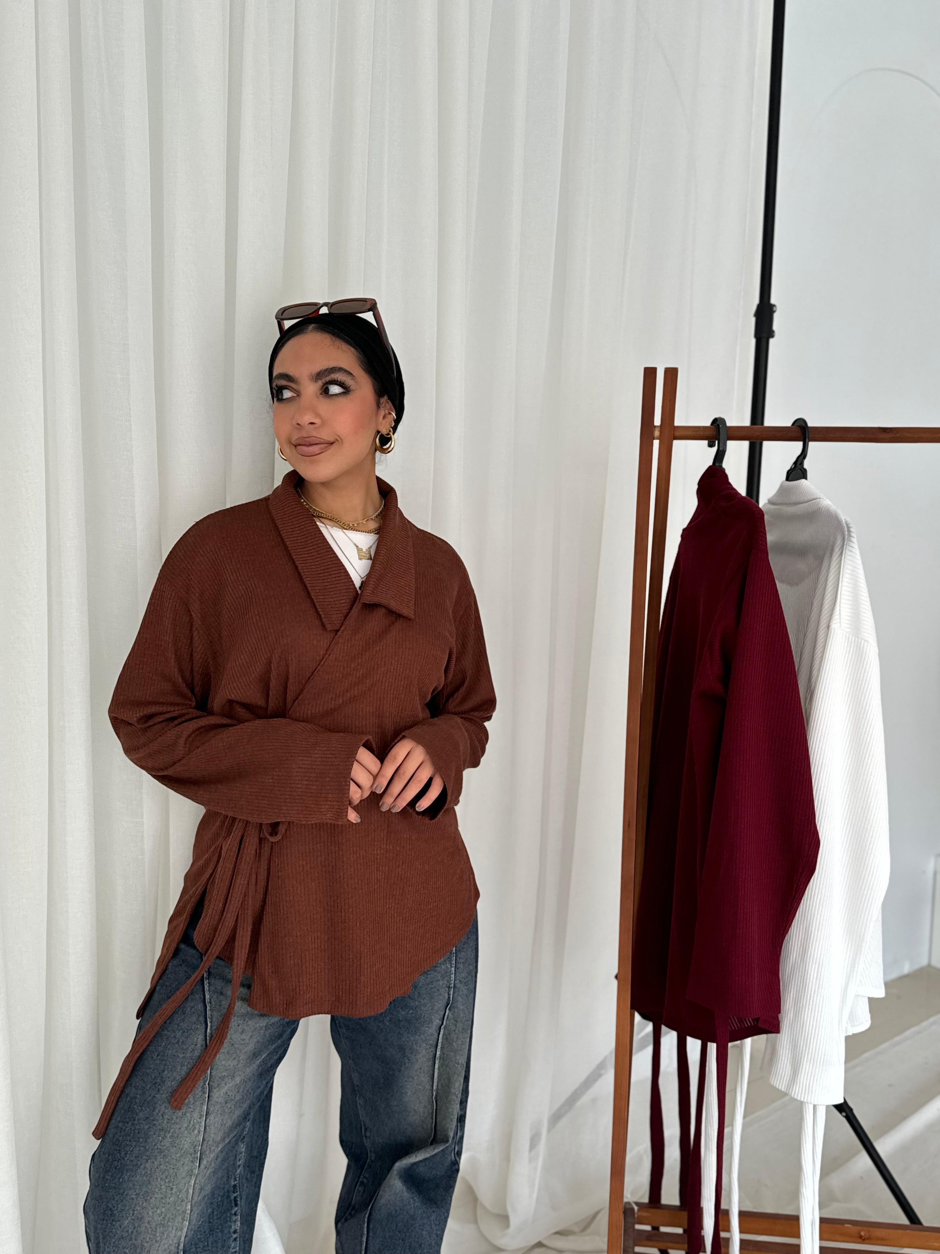 Wrapped Pullover in Brown