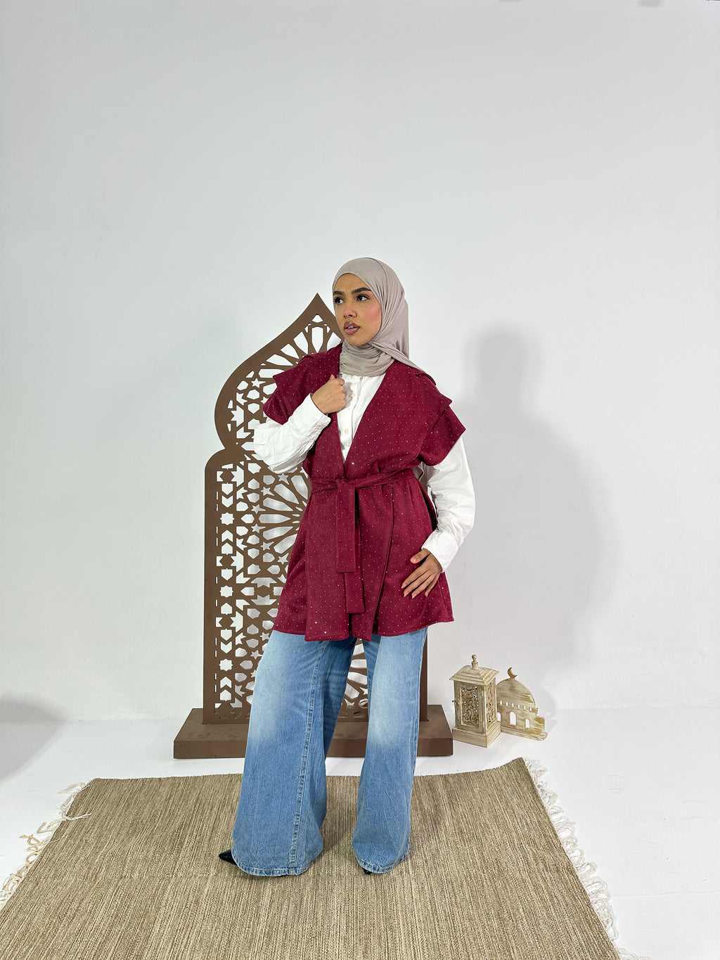 Najm Vest in Burgandy