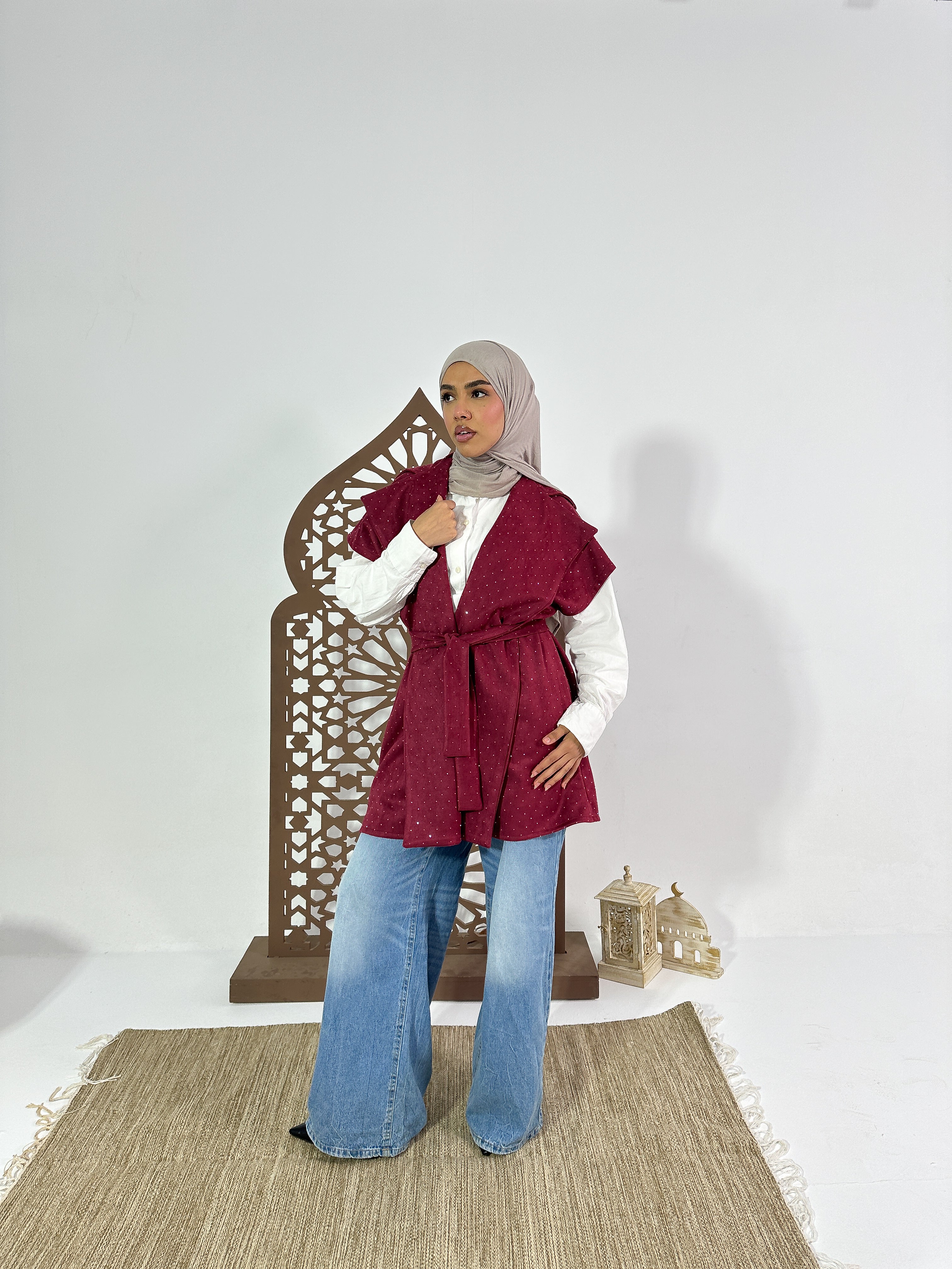 Najm Vest in Burgandy