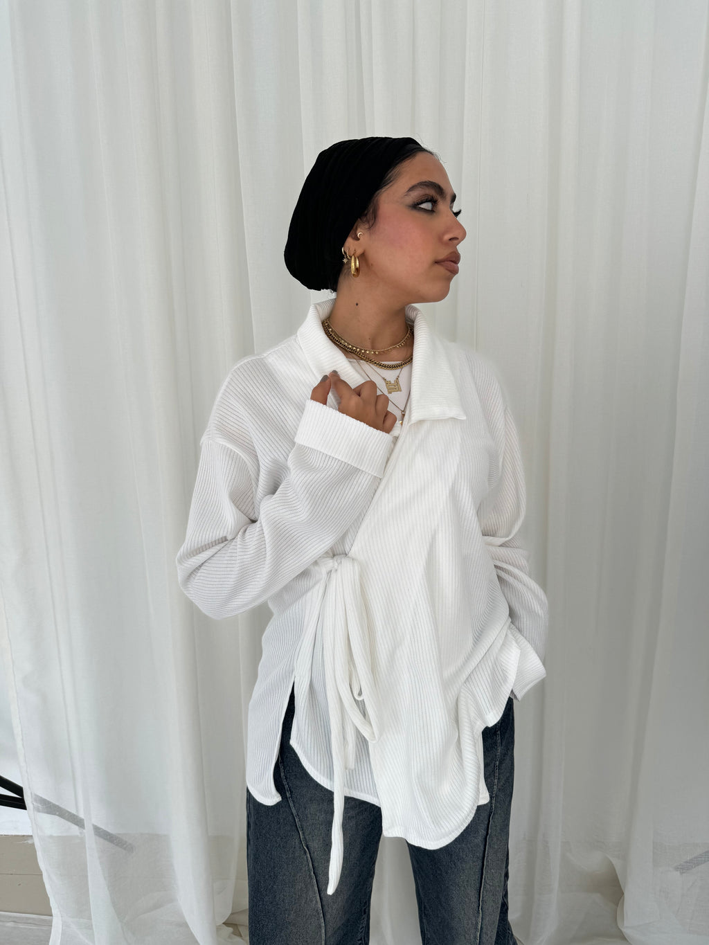 Wrapped Pullover in Off-white