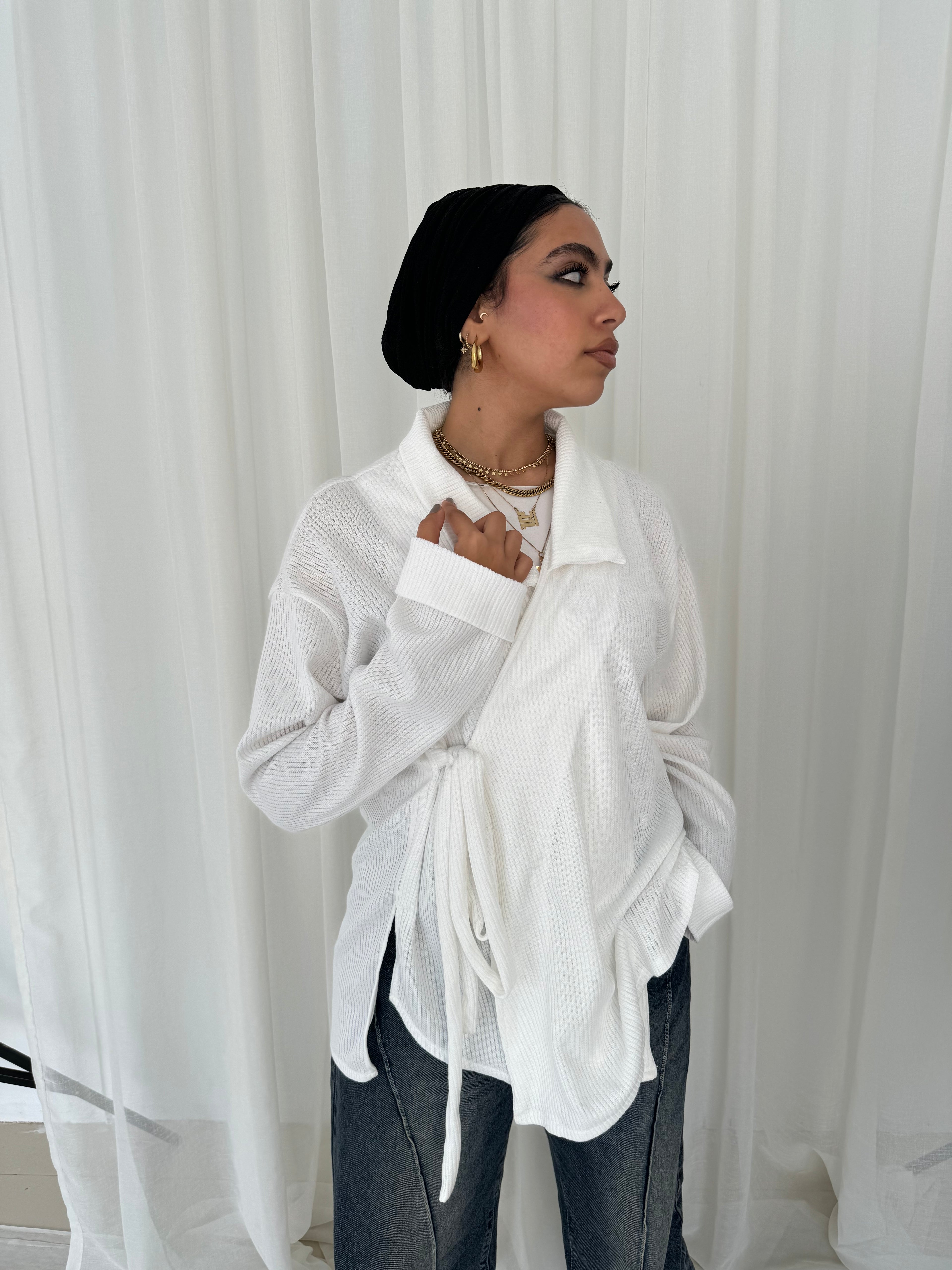 Wrapped Pullover in Off-white