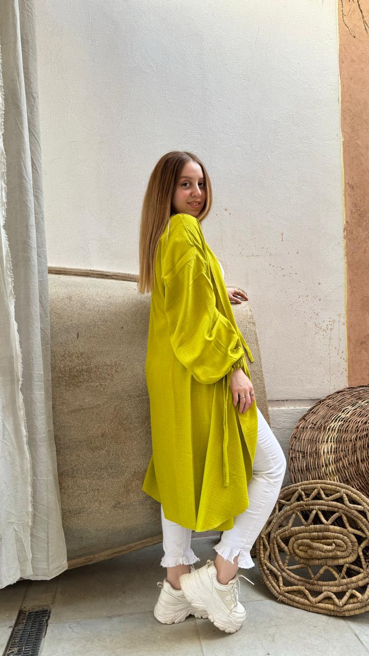 Puffy Cardigan in Lemon