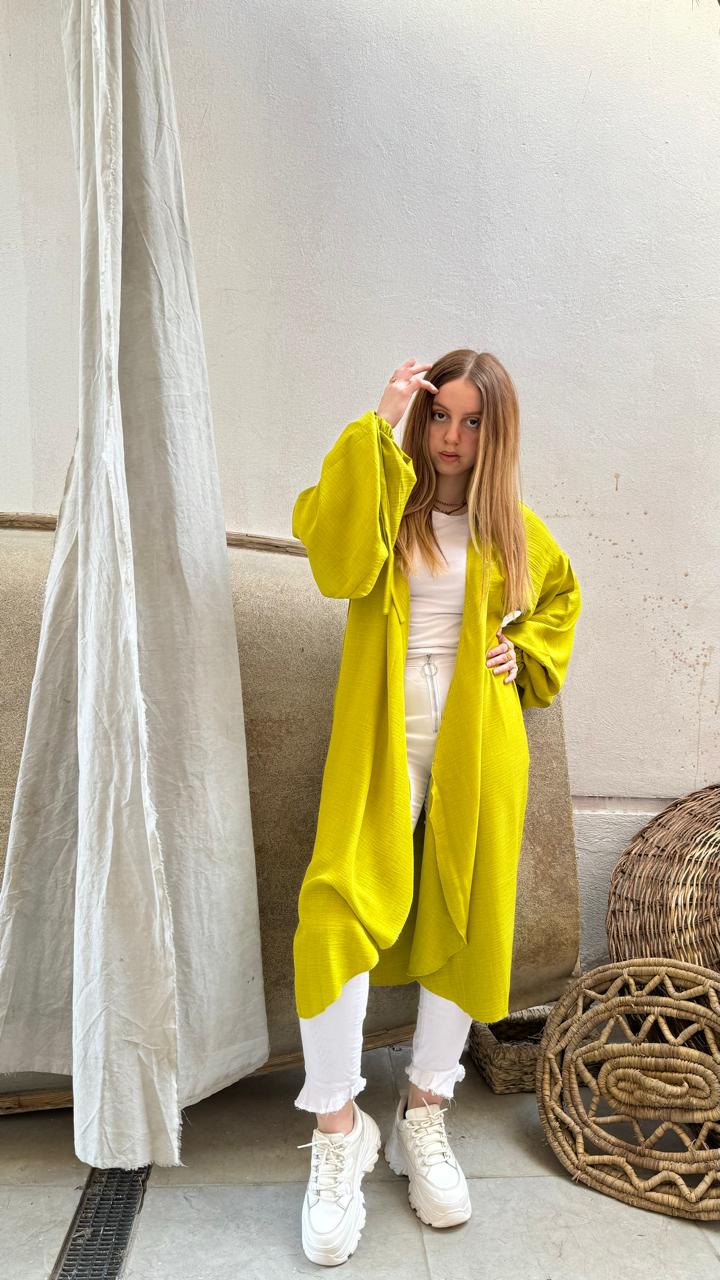 Puffy Cardigan in Lemon