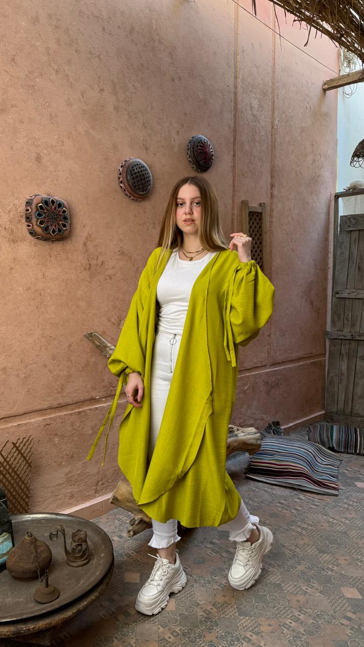 Puffy Cardigan in Lemon