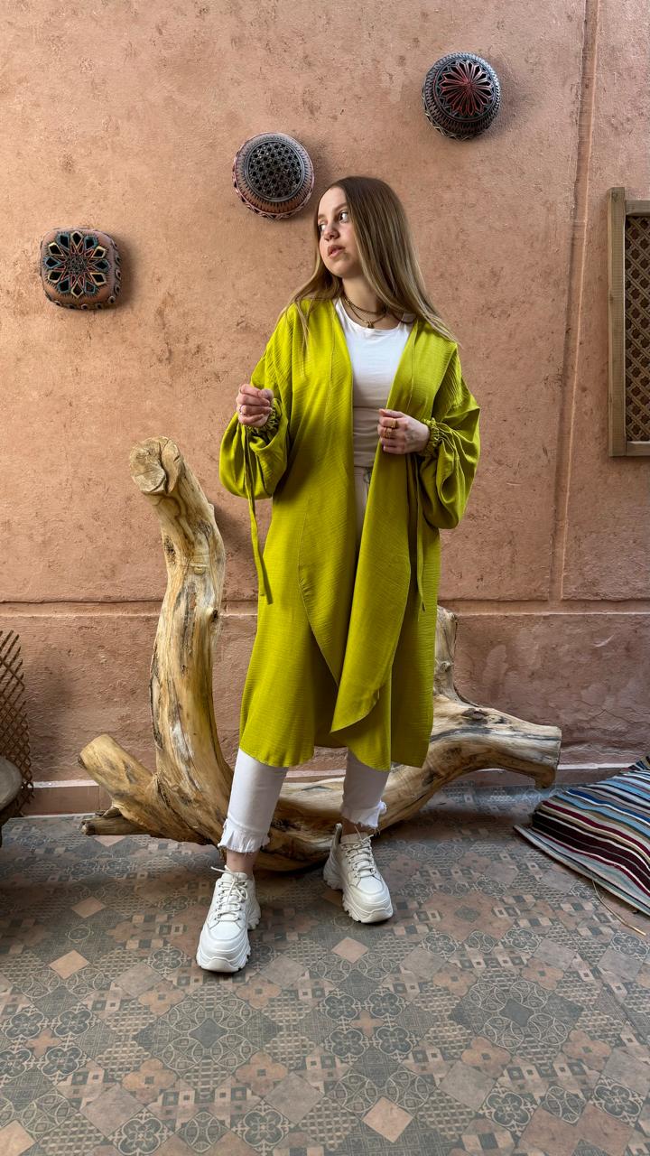 Puffy Cardigan in Lemon