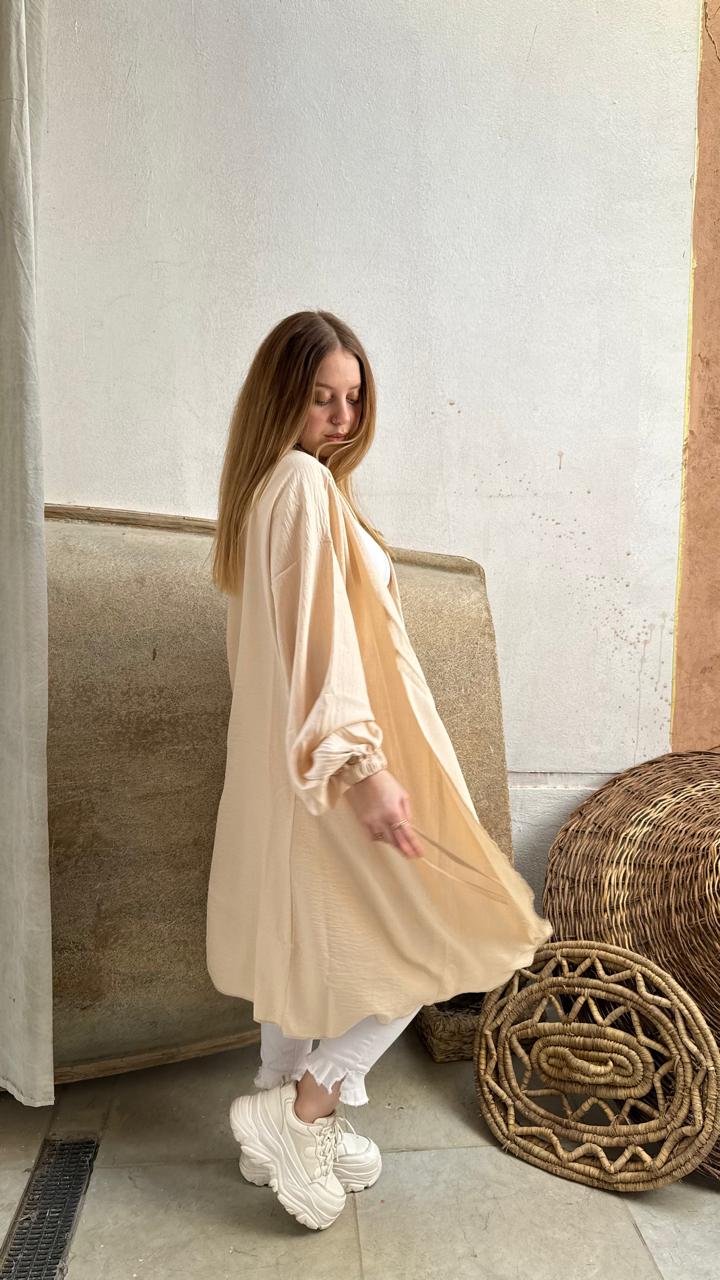 Puffy Cardigan in Beige