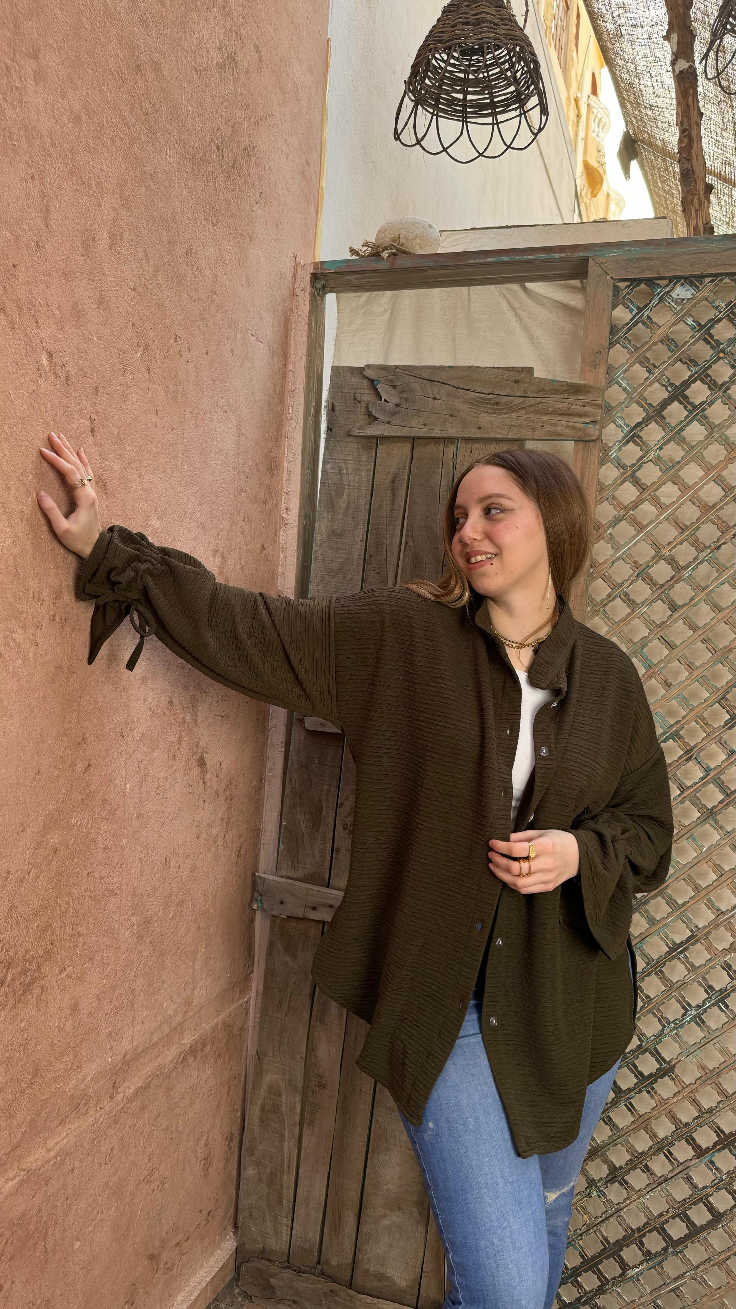 Bella Shirt in Navy Dark Olive