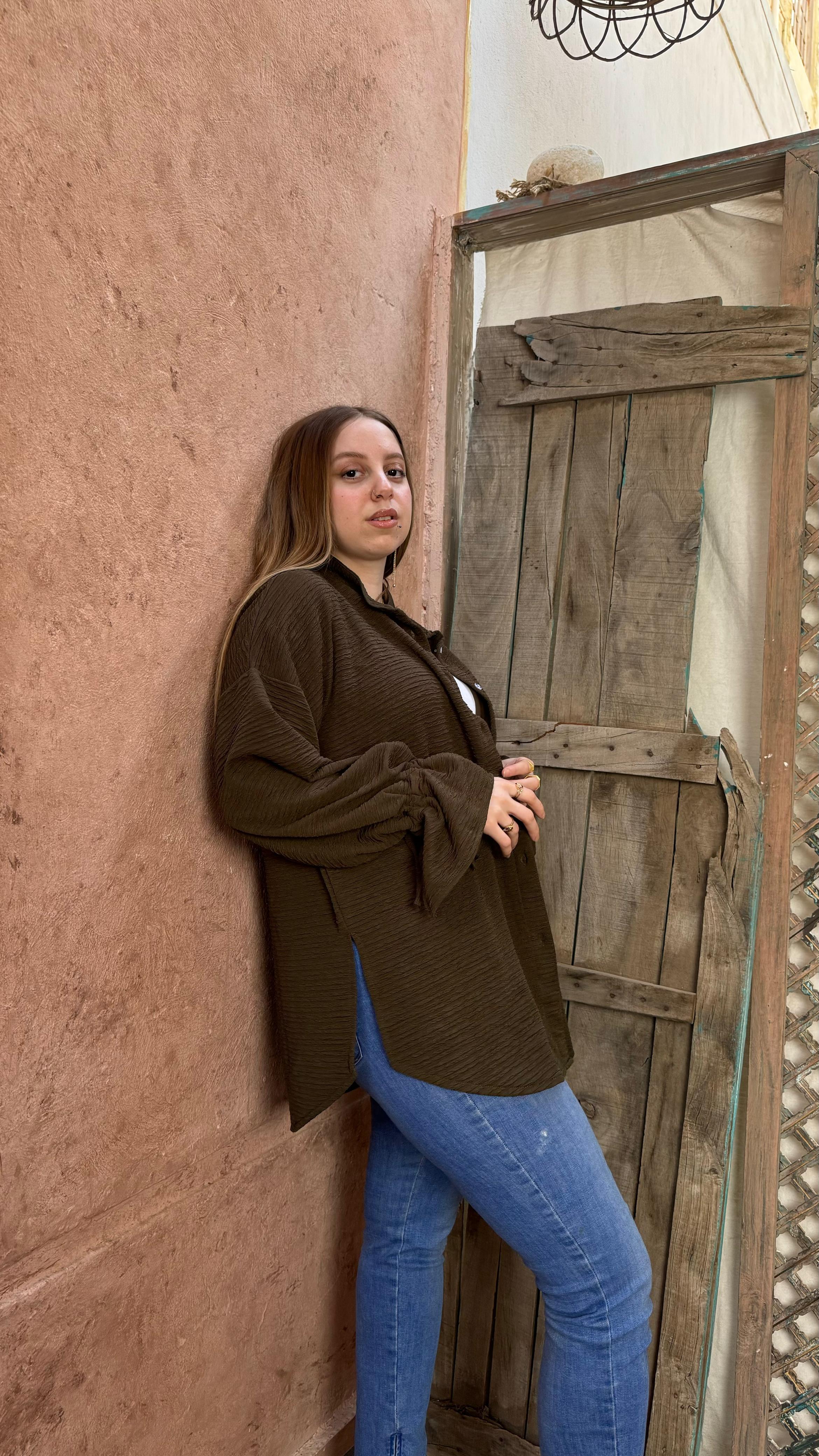 Bella Shirt in Navy Dark Olive