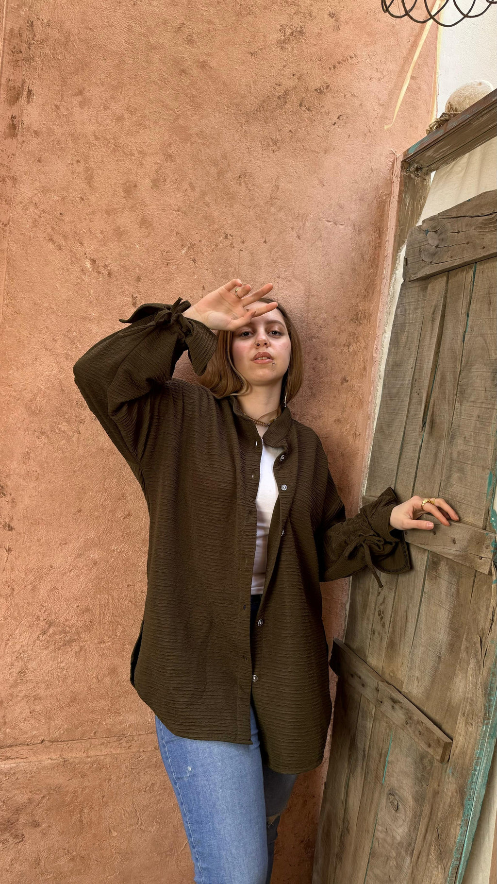 Bella Shirt in Navy Dark Olive